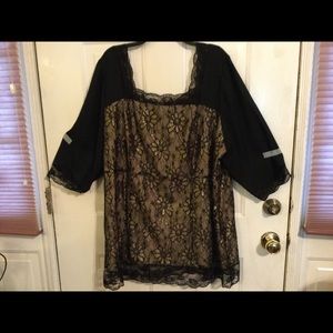 Black and Gold Fancy Plus Size Top